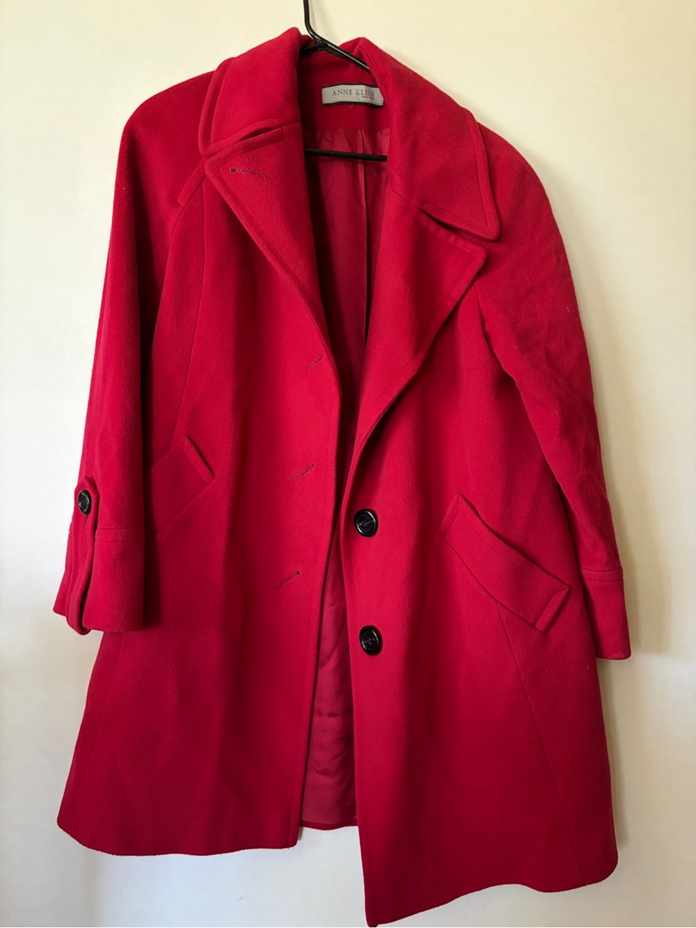 Anne Klein Bold Red Wool Pea Coat